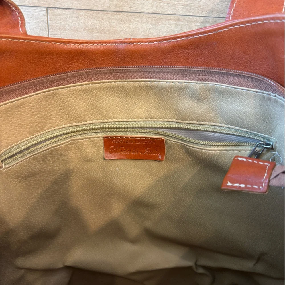 Classic Tan Leather Tote Bag with Sturdy Handles - Picture 5 of 5